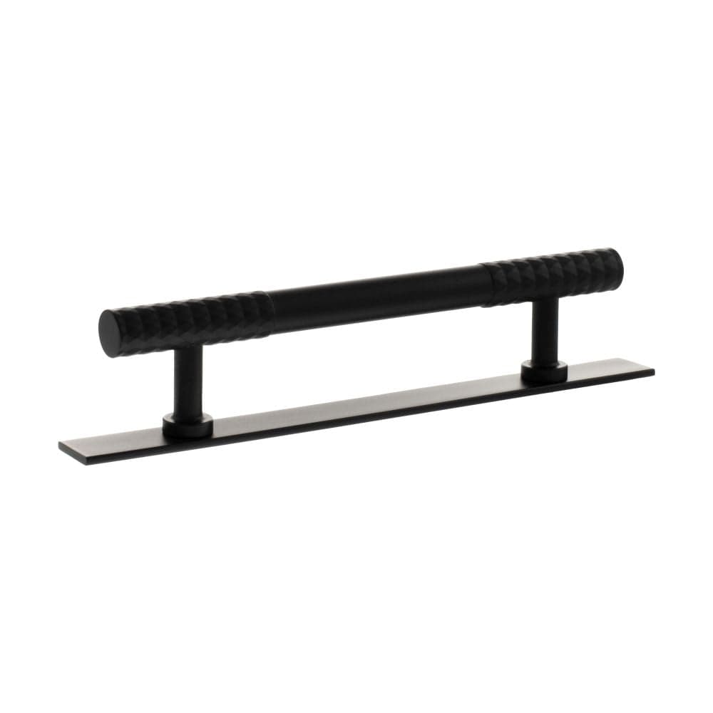 Millhouse Brass Cabinet Hardware Matt Black / Cabinet Pull Handles Millhouse Brass Chrysler Diamond T-Bar Cabinet Pull Handle on Backplate 128mm - Matt Black