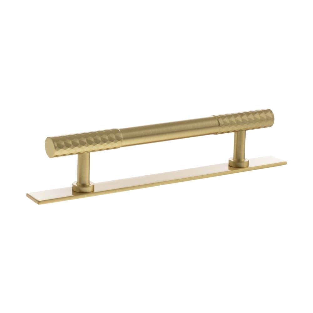 Millhouse Brass Cabinet Hardware Satin Brass / Cabinet Pull Handles Millhouse Brass Chrysler Diamond T-Bar Cabinet Pull Handle on Backplate 128mm - Satin Brass