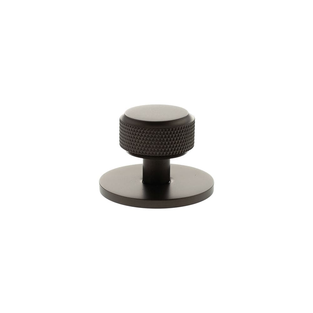 Millhouse Brass Cabinet Hardware Urban Dark Bronze / Cabinet Knobs Millhouse Brass Eiffel Knurled Round Cabinet Knob Handle on Backplate - Urban Dark Bronze