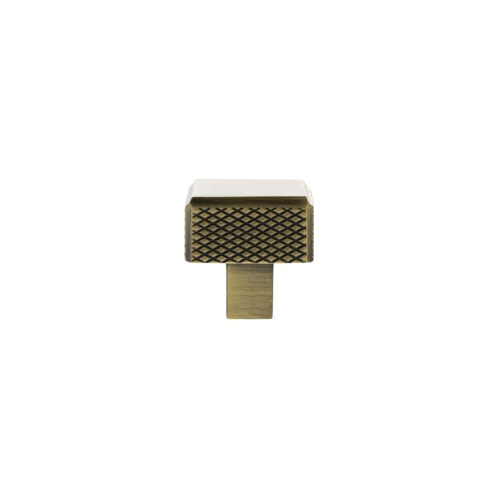 Millhouse Brass Cabinet Hardware Antique Brass / Cabinet Knobs Millhouse Brass Eiffel Knurled Square Cabinet Knob Handle - Antique Brass
