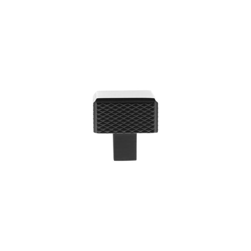 Millhouse Brass Cabinet Hardware Matt Black / Cabinet Knobs Millhouse Brass Eiffel Knurled Square Cabinet Knob Handle - Matt Black