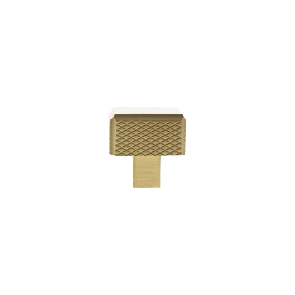 Millhouse Brass Cabinet Hardware Satin Brass / Cabinet Knobs Millhouse Brass Eiffel Knurled Square Cabinet Knob Handle - Satin Brass
