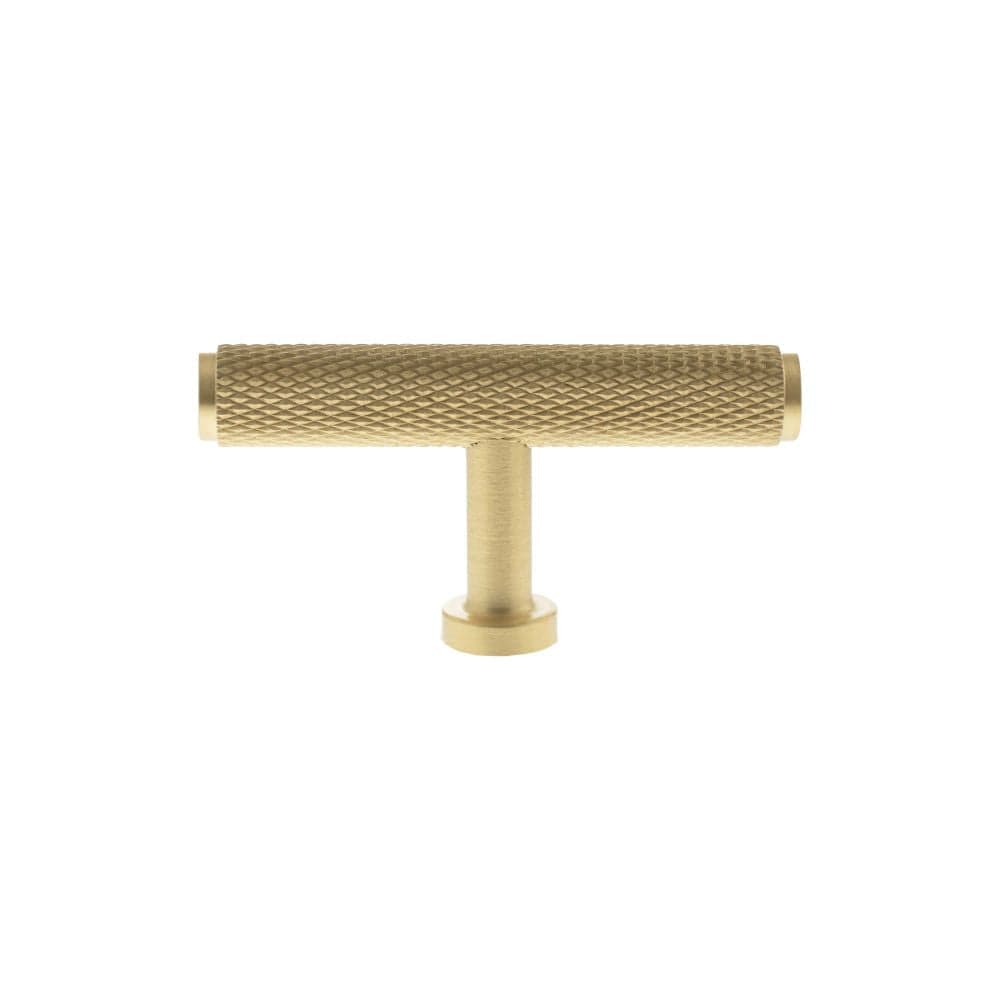 Millhouse Brass Cabinet Hardware Satin Brass / Cabinet Knobs Millhouse Brass Eiffel Knurled T-Bar Cabinet Knob Handle - Satin Brass