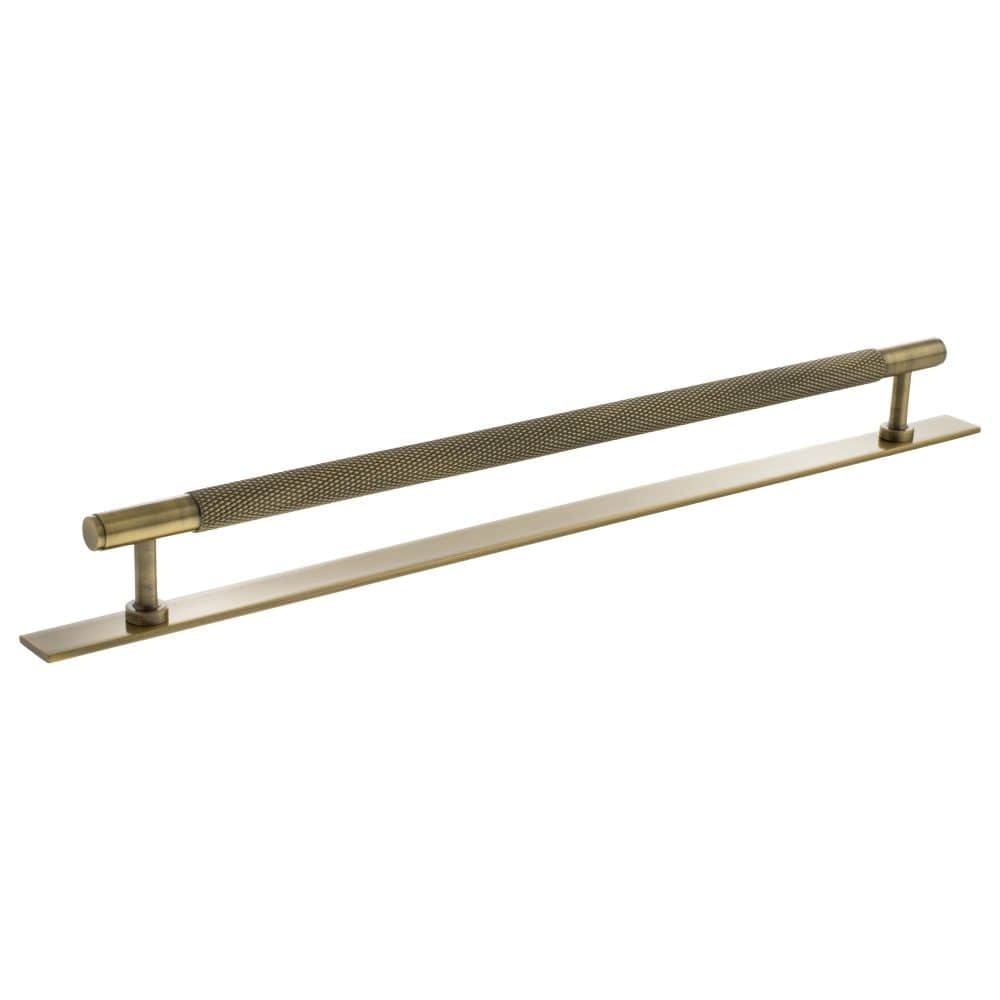 Millhouse Brass Cabinet Hardware Antique Brass / Cabinet Pull Handles Millhouse Brass Eiffel Knurled T-Bar Cabinet Pull Handle on Backplate 320mm - Antique Brass