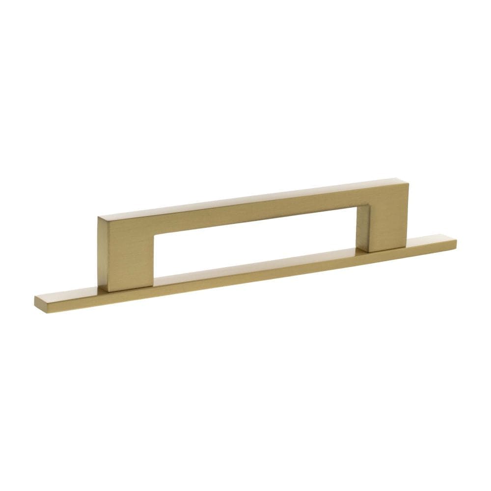 Millhouse Brass Cabinet Hardware Satin Brass / Cabinet Pull Handles Millhouse Brass Empire Slim Cabinet Pull Handle on Backplate 128mm - Satin Brass