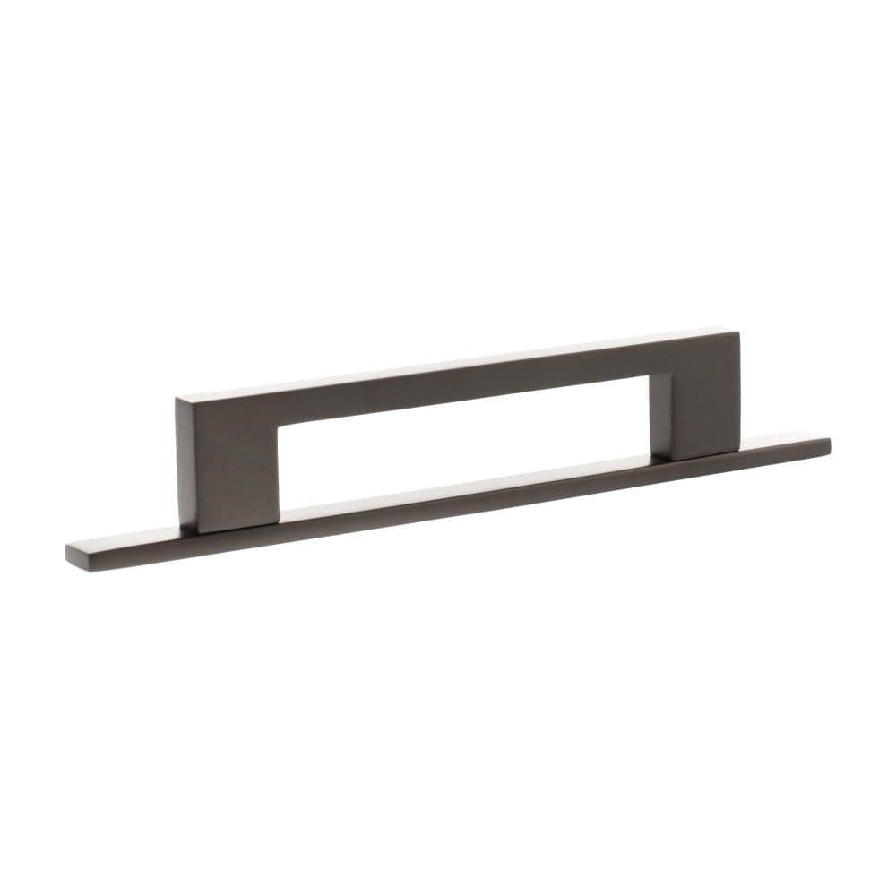 Millhouse Brass Cabinet Hardware Urban Dark Bronze / Cabinet Pull Handles Millhouse Brass Empire Slim Cabinet Pull Handle on Backplate 128mm - Urban Dark Bronze
