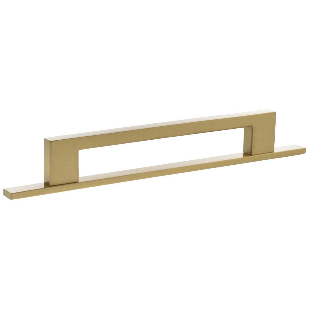 Millhouse Brass Cabinet Hardware Satin Brass / Cabinet Pull Handles Millhouse Brass Empire Slim Cabinet Pull Handle on Backplate 160mm - Satin Brass