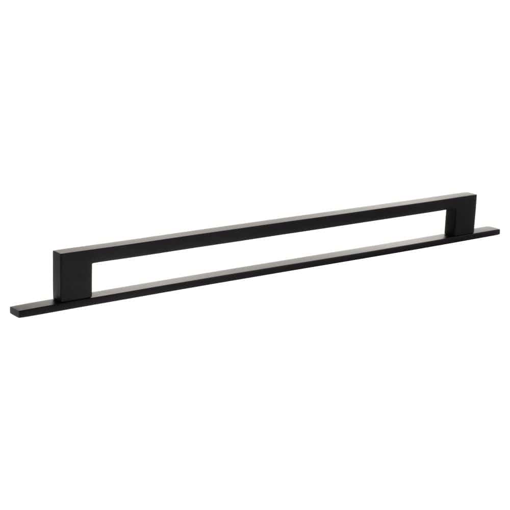 Millhouse Brass Cabinet Hardware Matt Black / Cabinet Pull Handles Millhouse Brass Empire Slim Cabinet Pull Handle on Backplate 320mm - Matt Black