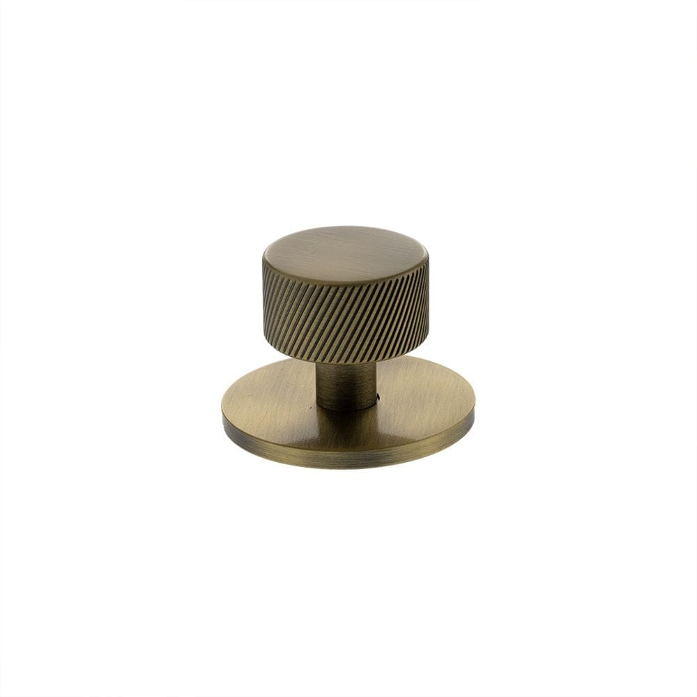 Millhouse Brass Cabinet Hardware Antique Brass / Cabinet Knobs Millhouse Brass Paddington Spiral Round Cabinet Knob Handle on Backplate - Antique Brass