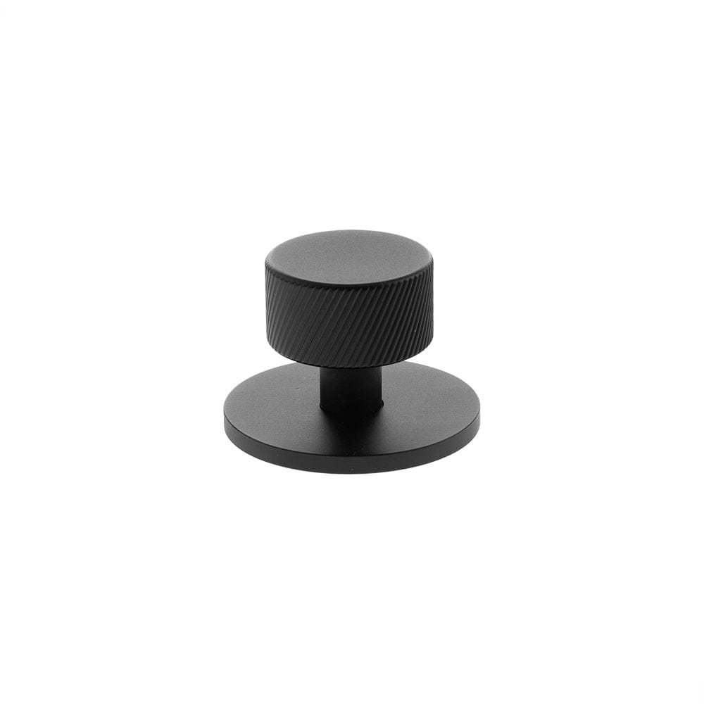 Millhouse Brass Cabinet Hardware Matt Black / Cabinet Knobs Millhouse Brass Paddington Spiral Round Cabinet Knob Handle on Backplate - Matt Black