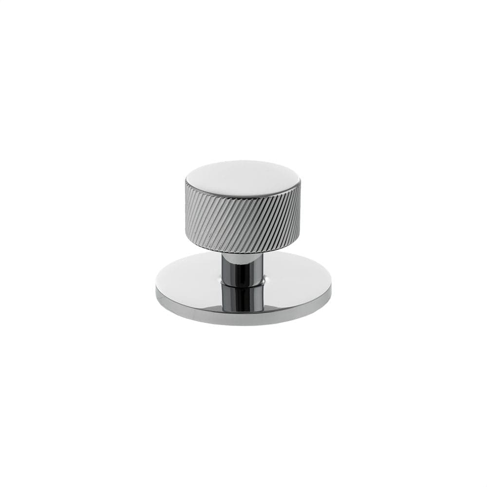 Millhouse Brass Cabinet Hardware Polished Chrome / Cabinet Knobs Millhouse Brass Paddington Spiral Round Cabinet Knob Handle on Backplate - Polished Chrome