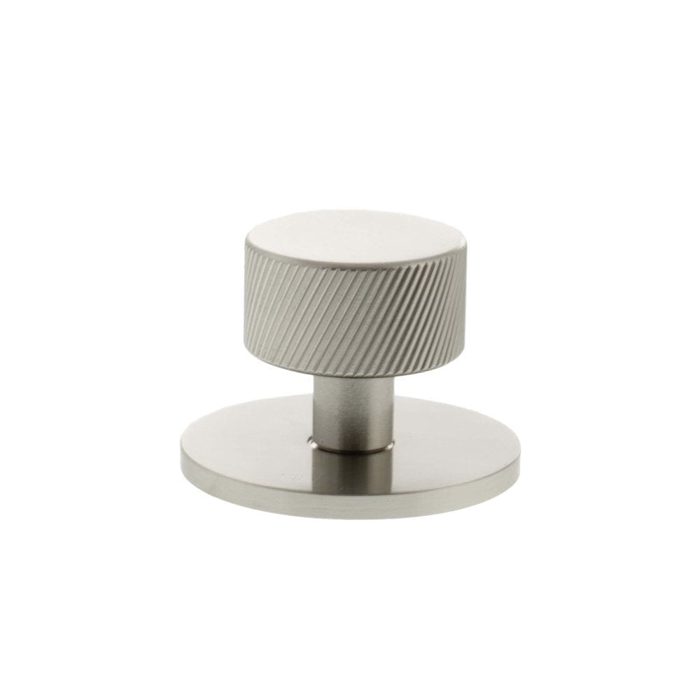 Millhouse Brass Cabinet Hardware Satin Nickel / Cabinet Knobs Millhouse Brass Paddington Spiral Round Cabinet Knob Handle on Backplate - Satin Nickel