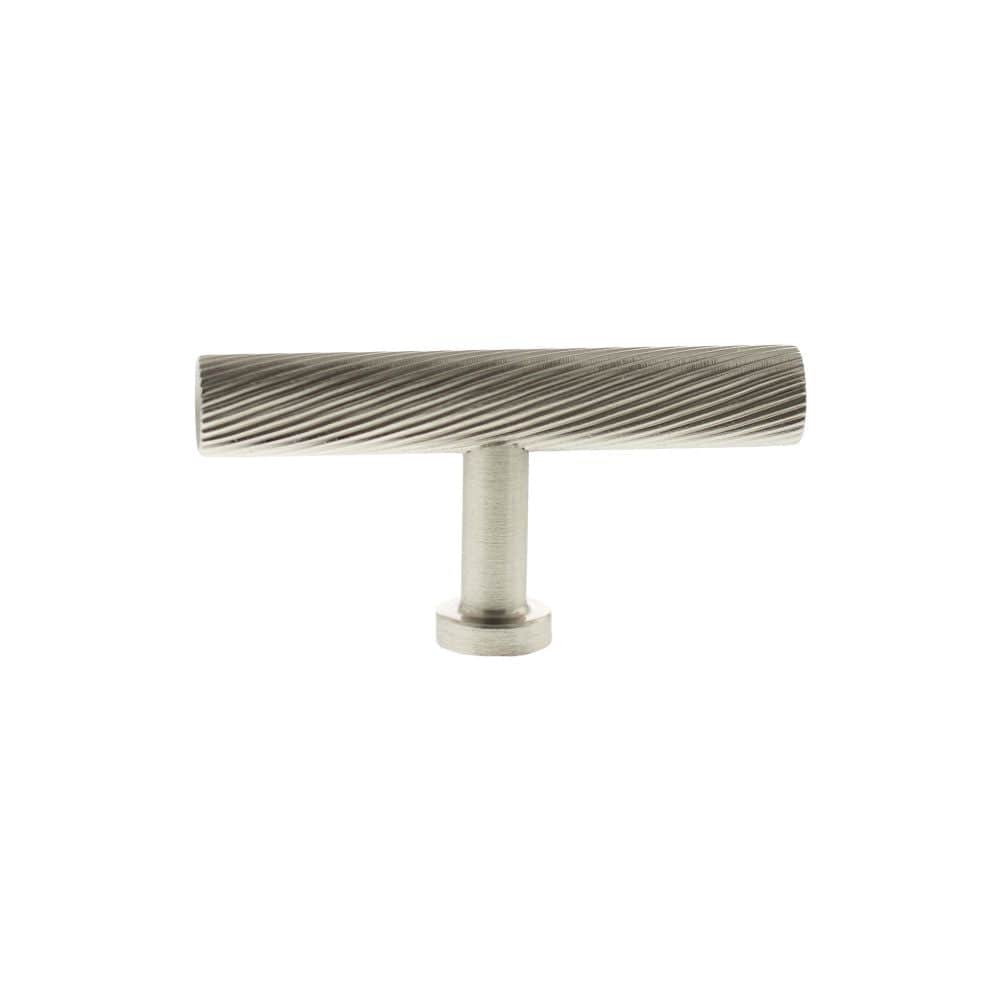 Millhouse Brass Cabinet Hardware Satin Nickel / Cabinet Knobs Millhouse Brass Paddington Spiral T-Bar Cabinet Knob Handle - Satin Nickel