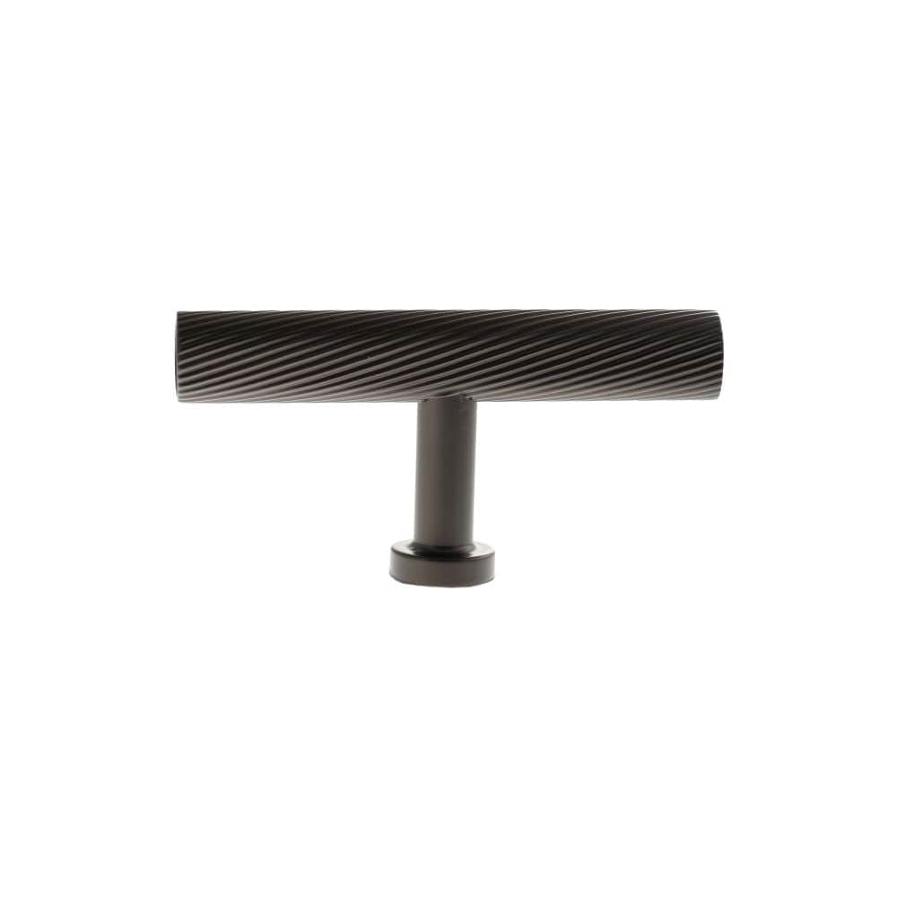 Millhouse Brass Cabinet Hardware Urban Dark Bronze / Cabinet Knobs Millhouse Brass Paddington Spiral T-Bar Cabinet Knob Handle - Urban Dark Bronze