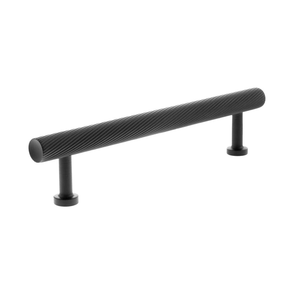 Millhouse Brass Cabinet Hardware Matt Black / Cabinet Pull Handles Millhouse Brass Paddington Spiral T-Bar Cabinet Pull Handle 128mm - Matt Black
