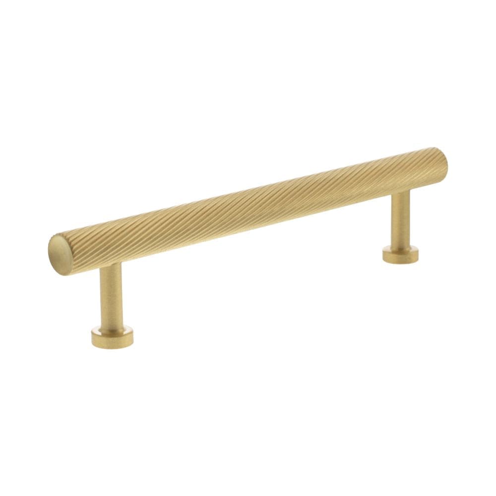 Millhouse Brass Cabinet Hardware Satin Brass / Cabinet Pull Handles Millhouse Brass Paddington Spiral T-Bar Cabinet Pull Handle 128mm - Satin Brass