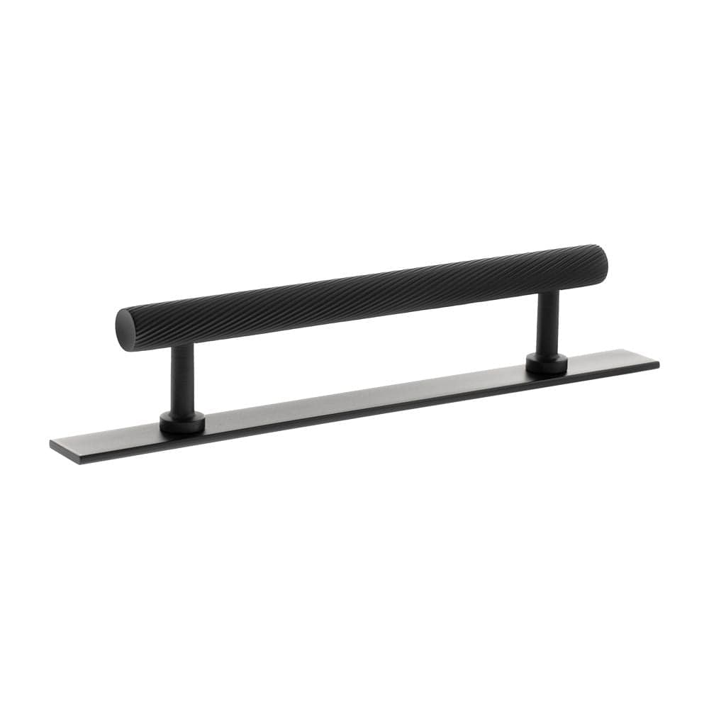 Millhouse Brass Cabinet Hardware Matt Black / Cabinet Pull Handles Millhouse Brass Paddington Spiral T-Bar Cabinet Pull Handle on Backplate 128mm - Matt Black