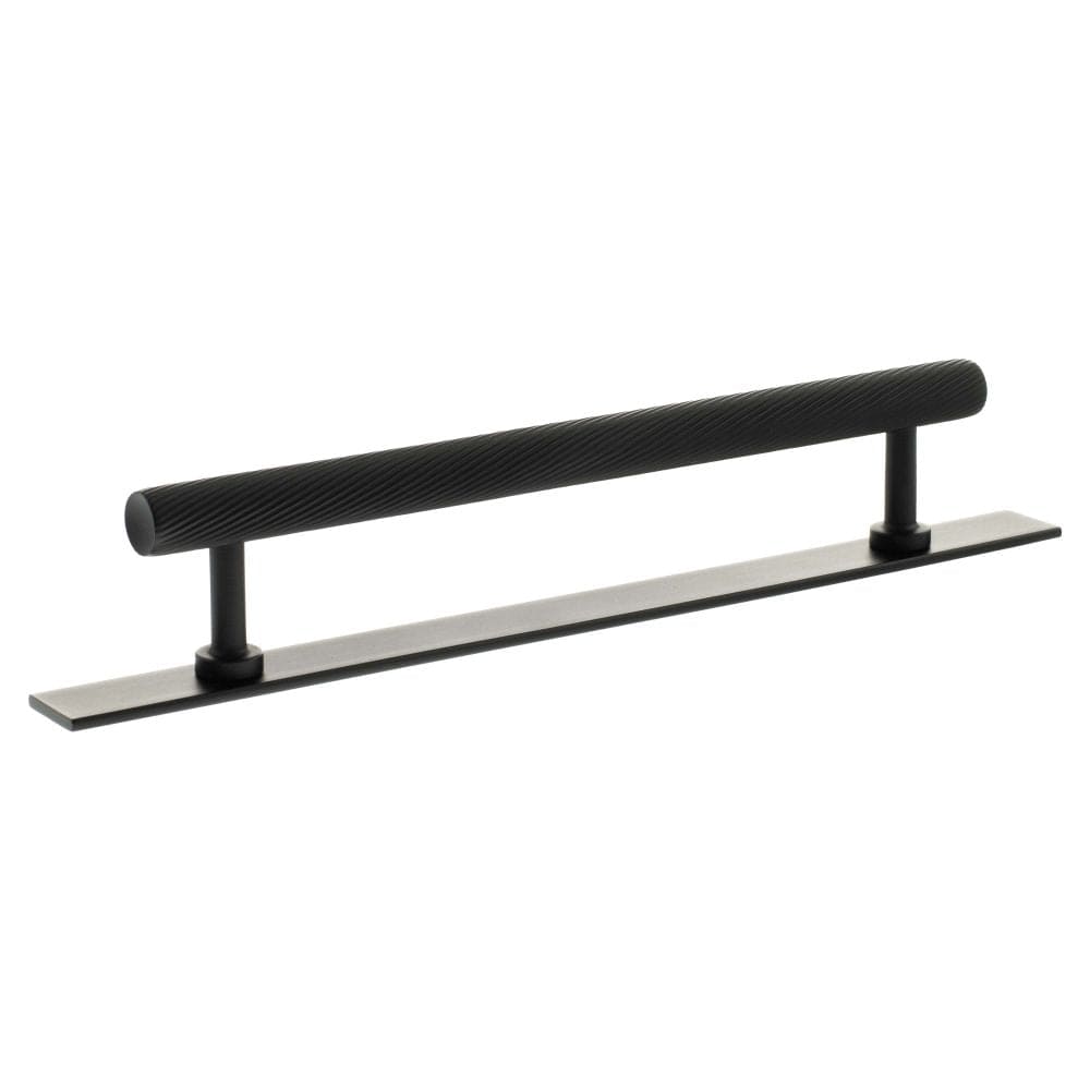 Millhouse Brass Cabinet Hardware Matt Black / Cabinet Pull Handles Millhouse Brass Paddington Spiral T-Bar Cabinet Pull Handle on Backplate 160mm - Matt Black
