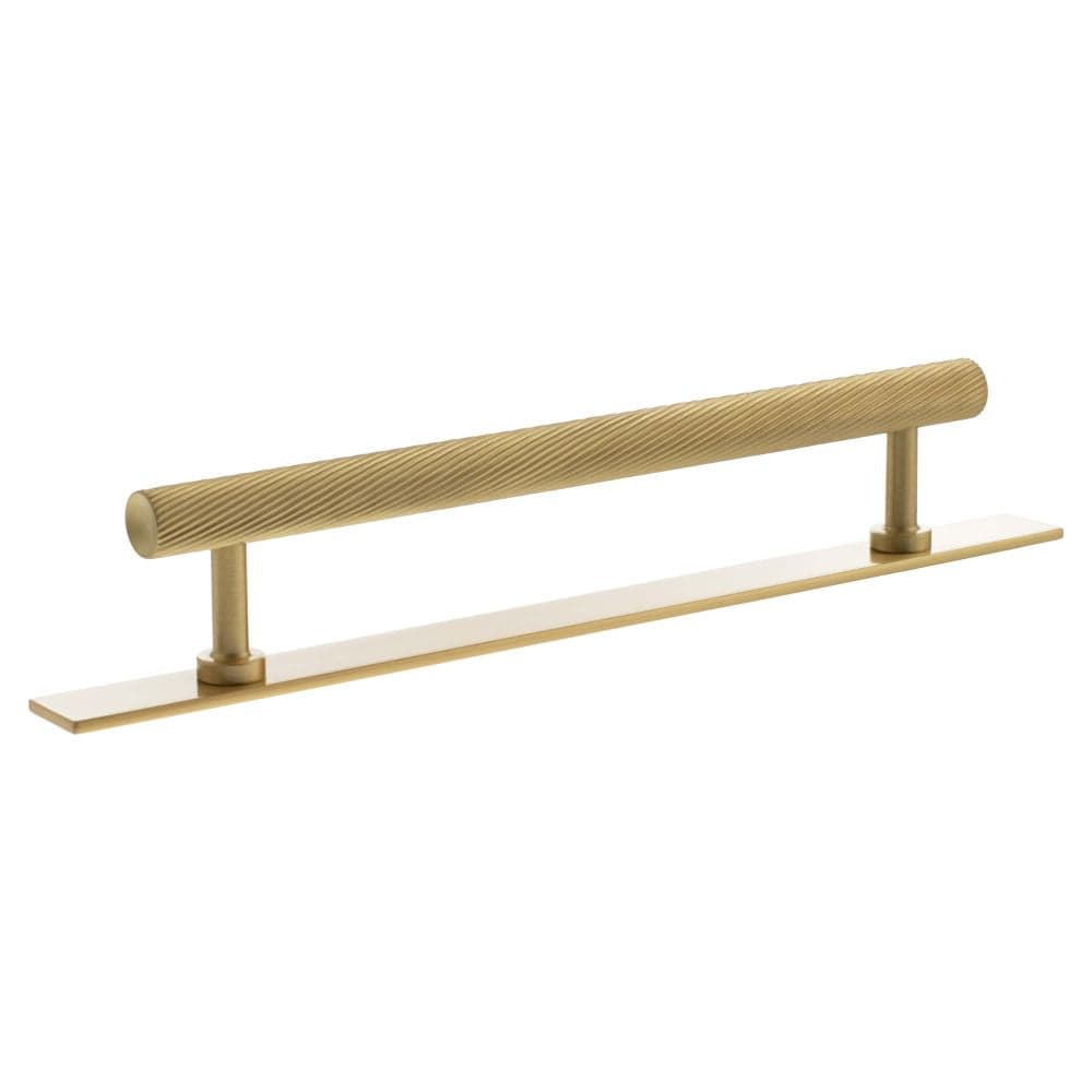 Millhouse Brass Cabinet Hardware Satin Brass / Cabinet Pull Handles Millhouse Brass Paddington Spiral T-Bar Cabinet Pull Handle on Backplate 160mm - Satin Brass
