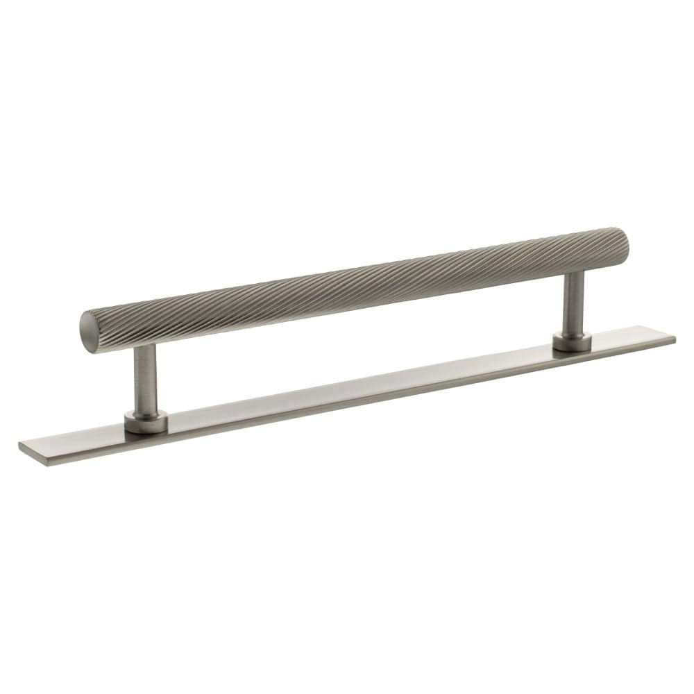 Millhouse Brass Cabinet Hardware Satin Nickel / Cabinet Pull Handles Millhouse Brass Paddington Spiral T-Bar Cabinet Pull Handle on Backplate 160mm - Satin Nickel