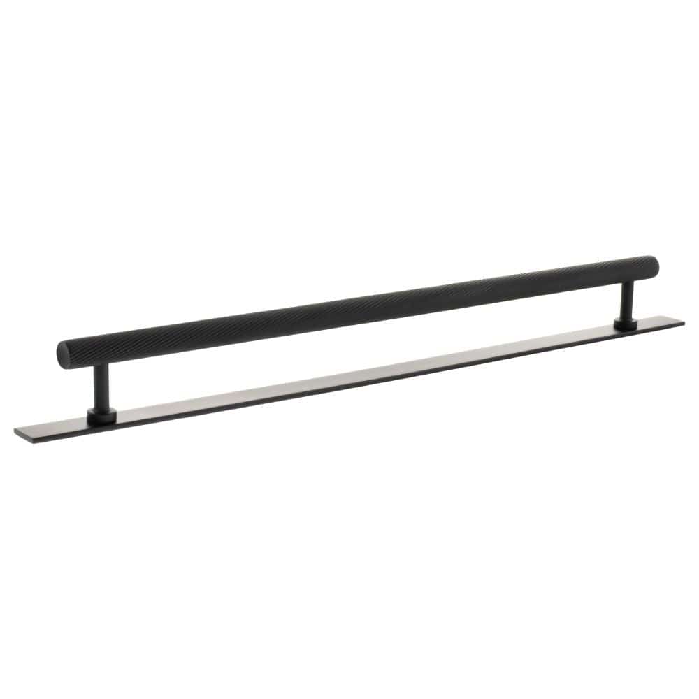Millhouse Brass Cabinet Hardware Matt Black / Cabinet Pull Handles Millhouse Brass Paddington Spiral T-Bar Cabinet Pull Handle on Backplate 320mm - Matt Black