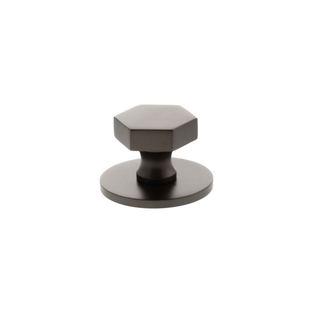 Millhouse Brass Cabinet Hardware Urban Dark Bronze / Cabinet Knobs Millhouse Brass Pennington Hexagonal Cabinet Knob Handle on Backplate - Urban Dark Bronze