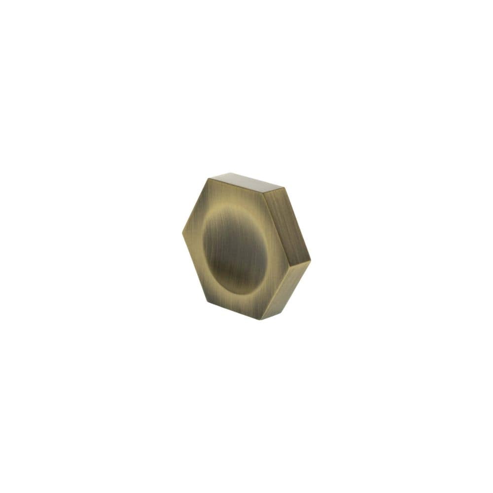 Millhouse Brass Cabinet Hardware Antique Brass / Cabinet Knobs Millhouse Brass Pennington Hexagonal Finger Pull Cabinet Knob Handle - Antique Brass