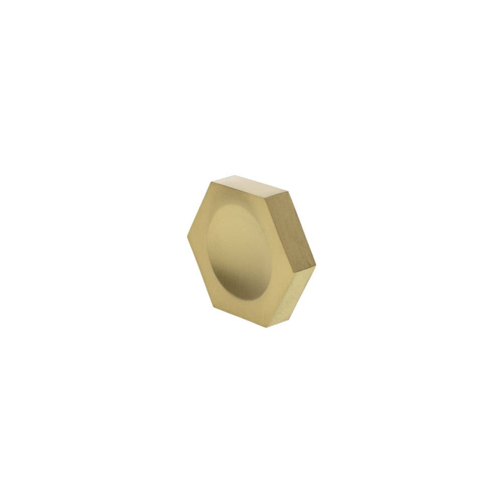 Millhouse Brass Cabinet Hardware Satin Brass / Cabinet Knobs Millhouse Brass Pennington Hexagonal Finger Pull Cabinet Knob Handle - Satin Brass
