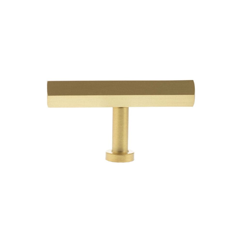 Millhouse Brass Cabinet Hardware Satin Brass / Cabinet Knobs Millhouse Brass Pennington Hexagonal T-Bar Cabinet Knob Handle - Satin Brass