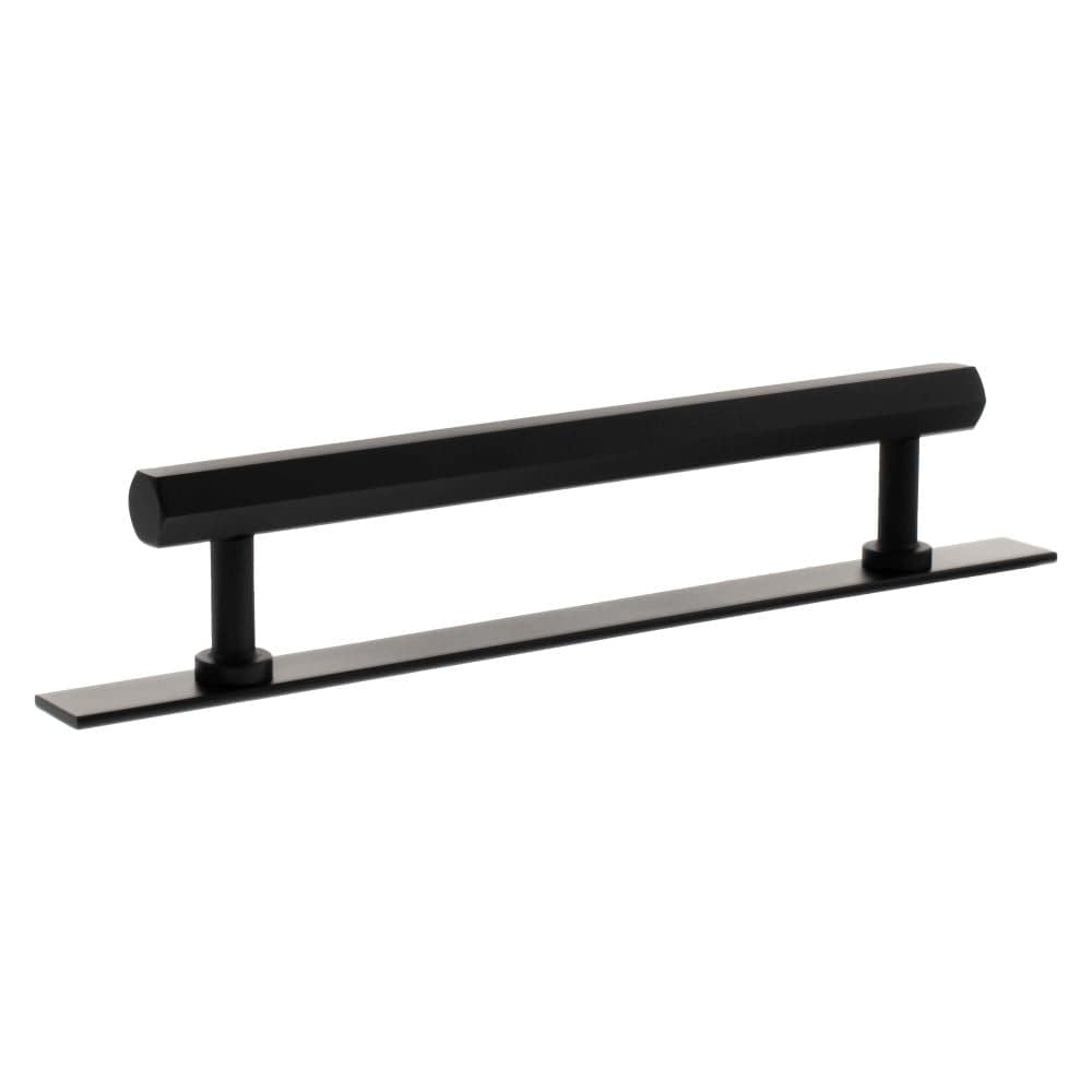 Millhouse Brass Cabinet Hardware Matt Black / Cabinet Pull Handles Millhouse Brass Pennington Hexagonal T-Bar Cabinet Pull Handle on Backplate 160mm - Matt Black
