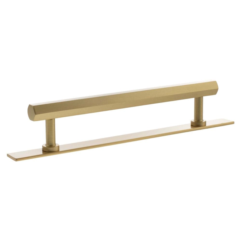 Millhouse Brass Cabinet Hardware Satin Brass / Cabinet Pull Handles Millhouse Brass Pennington Hexagonal T-Bar Cabinet Pull Handle on Backplate 160mm - Satin Brass