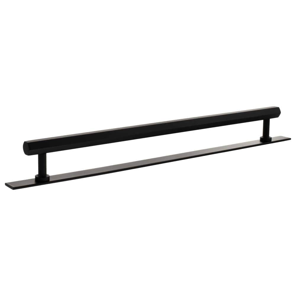 Millhouse Brass Cabinet Hardware Matt Black / Cabinet Pull Handles Millhouse Brass Pennington Hexagonal T-Bar Cabinet Pull Handle on Backplate 320mm - Matt Black