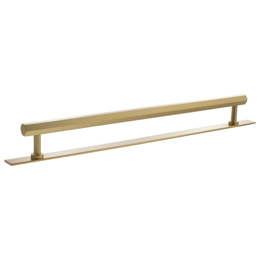 Millhouse Brass Cabinet Hardware Satin Brass / Cabinet Pull Handles Millhouse Brass Pennington Hexagonal T-Bar Cabinet Pull Handle on Backplate 320mm - Satin Brass