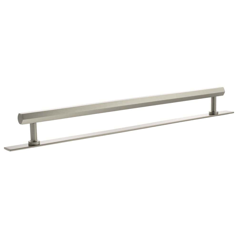 Millhouse Brass Cabinet Hardware Satin Nickel / Cabinet Pull Handles Millhouse Brass Pennington Hexagonal T-Bar Cabinet Pull Handle on Backplate 320mm - Satin Nickel