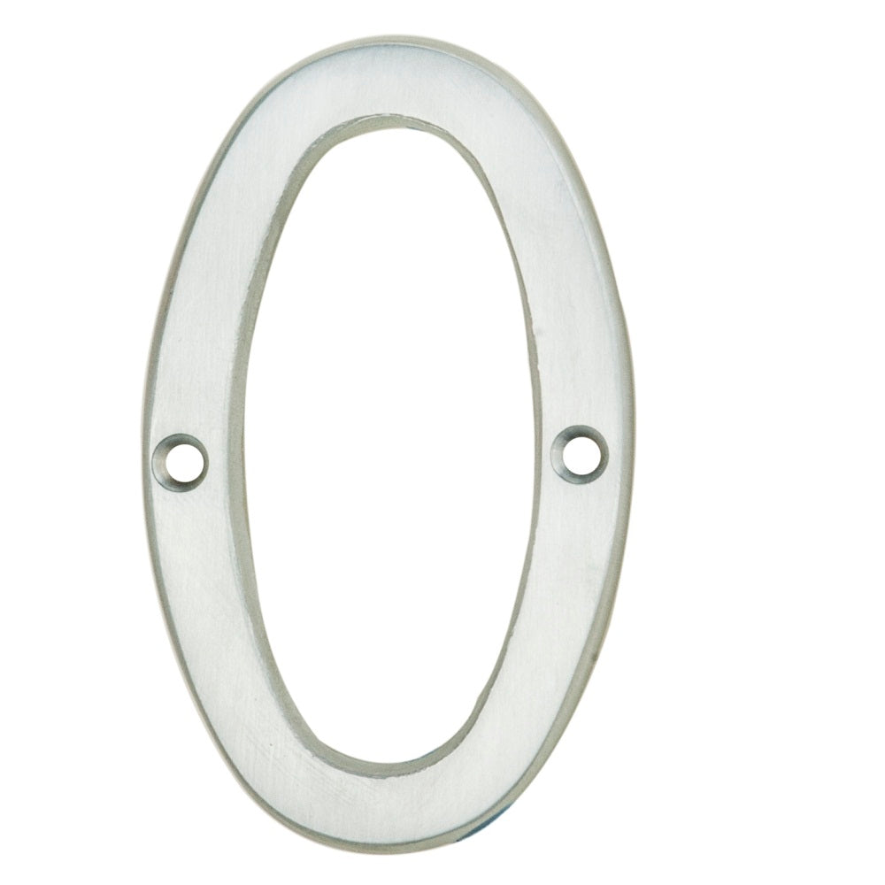 High quality image of Carlisle Brass - Numerals (0-9) Number 0 - Satin Chrome | Sku. n0sc | Trade Door Handles.