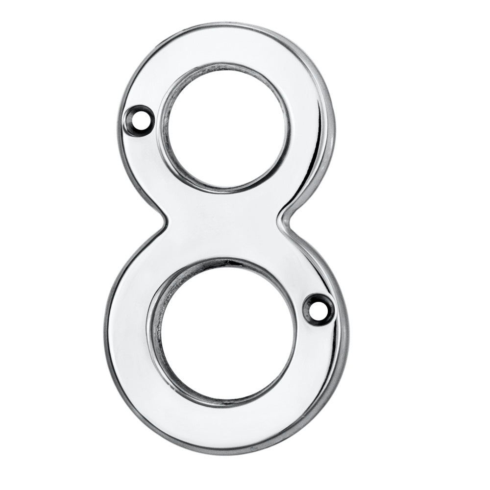 High quality image of Carlisle Brass - Numerals (0-9) Number 8 - Polished Chrome | Sku. n8cp | Trade Door Handles.