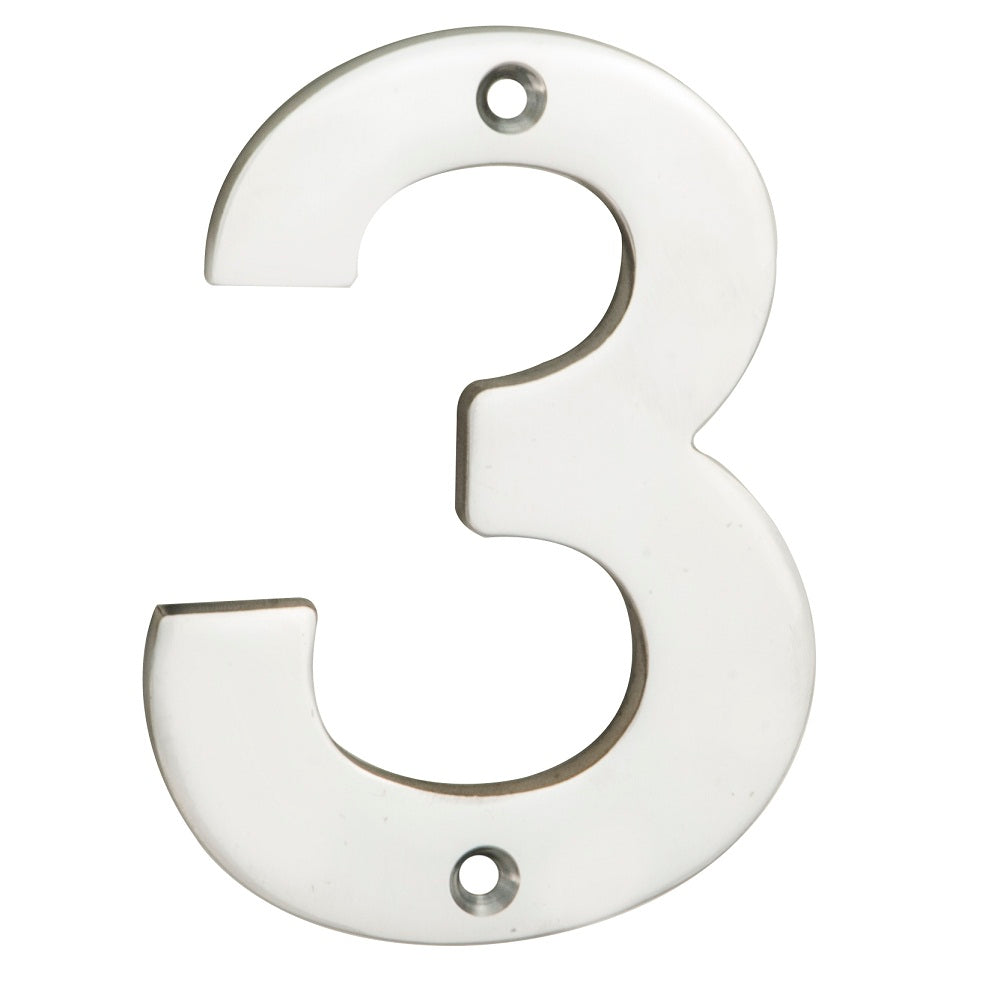 High quality image of Eurospec - Numerals Number 3 - Bright Stainless Steel | Sku. num10103bss | Trade Door Handles.