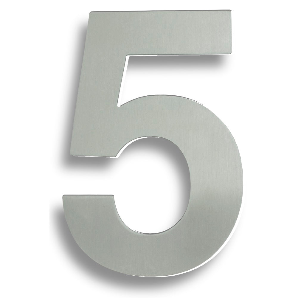 High quality image of Eurospec - Stainless Steel 7" Numerals (0-9) (Number 5) - Satin Stainless Steel | Sku. num10175sss | Trade Door Handles.