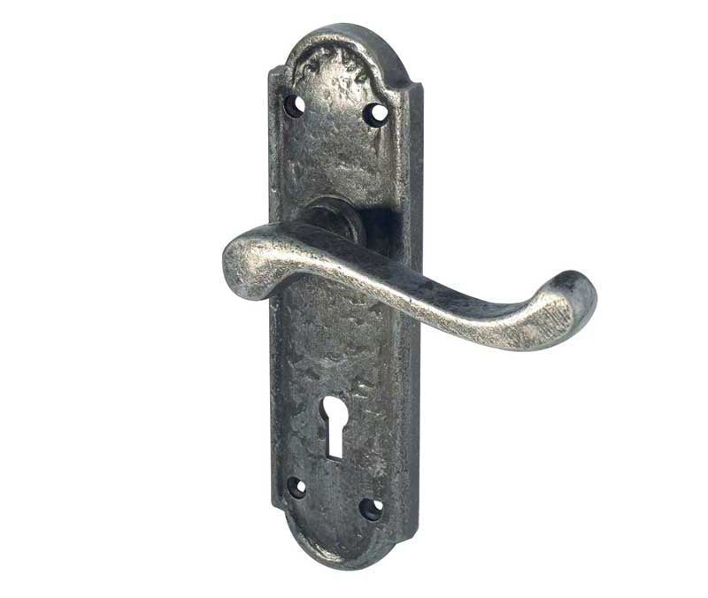 High quality image of Frelan - Turnberry Suite Door Handle on Lockplate Pewter Sku. PEW300