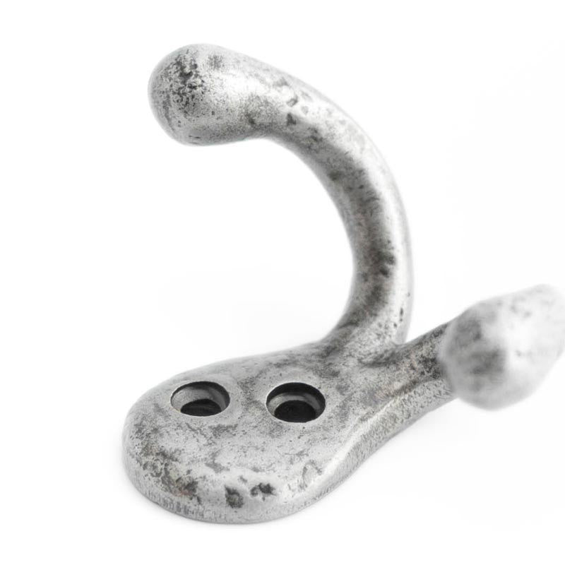 High quality image of Frelan - Antique Double Robe Hooks Pewter Sku. PEW79