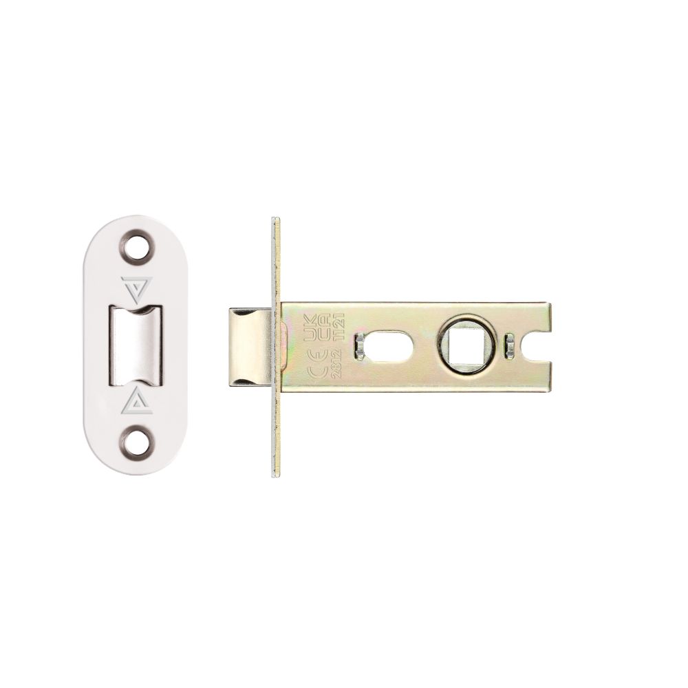 High quality image of the PR0 - Project Range - Project Tubular Latch 76mm - UKCA/CE, Radius Forend - Polished Stainless Steel | Sku. prtl76fd-r-pss | available to order from Trade Door Handles.