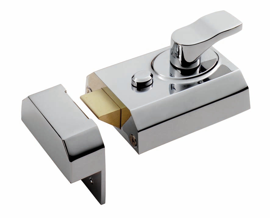 High quality image of Eurospec - Deadlocking Rim Cylinder Nightlatch 60mm - Polished Chrome | Sku. rcn8360pc | Trade Door Handles.