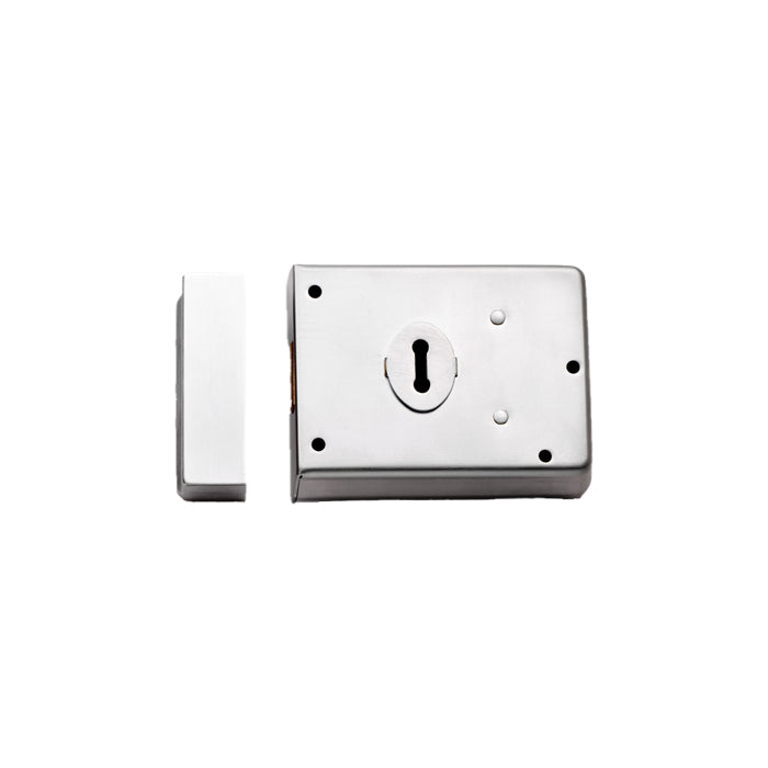 High quality image of Eurospec - Traditional Rim Deadlock - Satin Chrome | Sku. rde8043sc | Trade Door Handles.