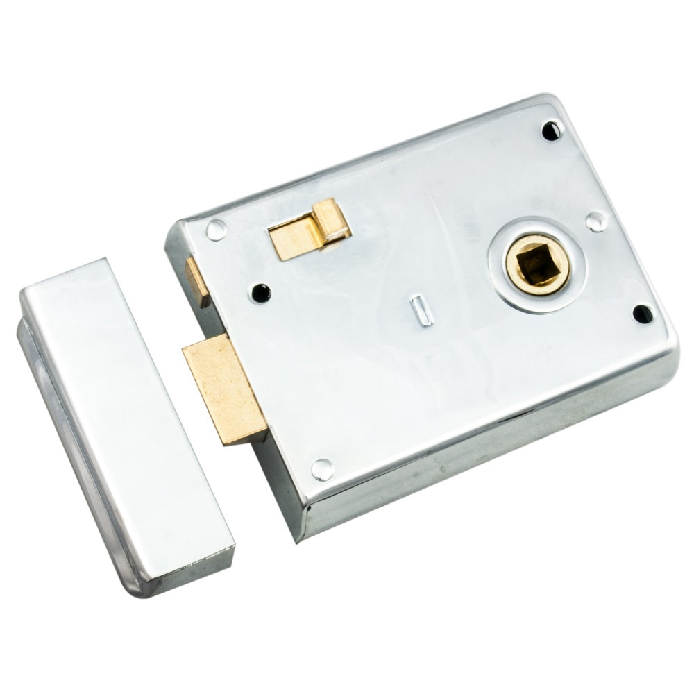 High quality image of Eurospec - Traditional Rim Latch - Satin Chrome | Sku. rle8043sc | Trade Door Handles.