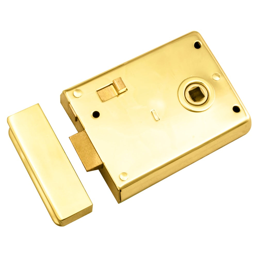 High quality image of Eurospec - Traditional Rim Latch - Polished Brass | Sku. rle8043pb | Trade Door Handles.