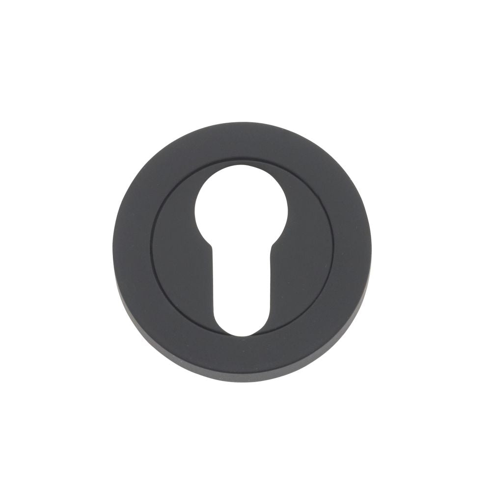High quality image of the Rosso Maniglie - Euro Profile Escutcheon 50mm dia - Oscuro Matt Black | Sku. rm001omb | available to order from Trade Door Handles.