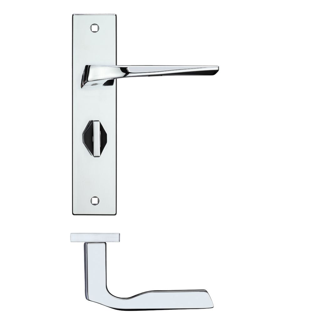 High quality image of the Rosso Maniglie - Lyra Lever Bathroom (57mm c/c) On Backplate - 190x42mm - Polished Chrome | Sku. rm093cp | available to order from Trade Door Handles.