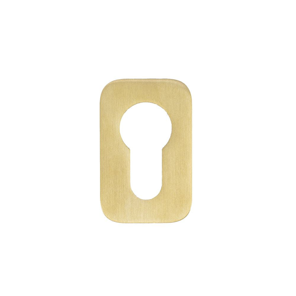 High quality image of the Rosso Tecnica - Euro Profile Escutcheons (Pair) - Rosso Mini Squircle - 50 x 32 x 3 - PVD Satin Brass | Sku. RT001-MINISQ-PVDSB | available to order from Trade Door Handles.