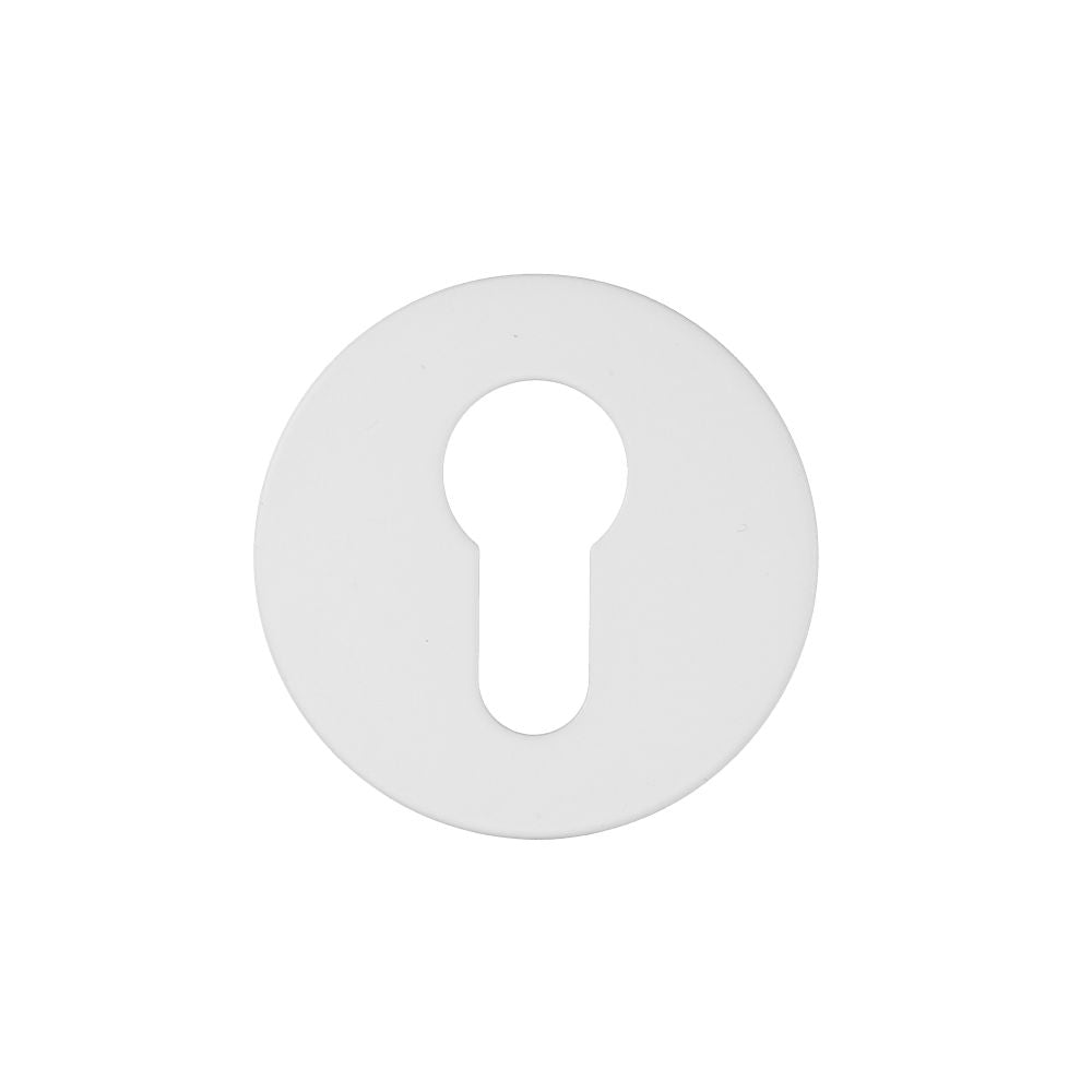 High quality image of the Rosso Tecnica - Euro Profile Escutcheon (Pair) - Rosso Slim - 4mm - Powder Coat White | Sku. RT001-SLIM-PCW | available to order from Trade Door Handles.