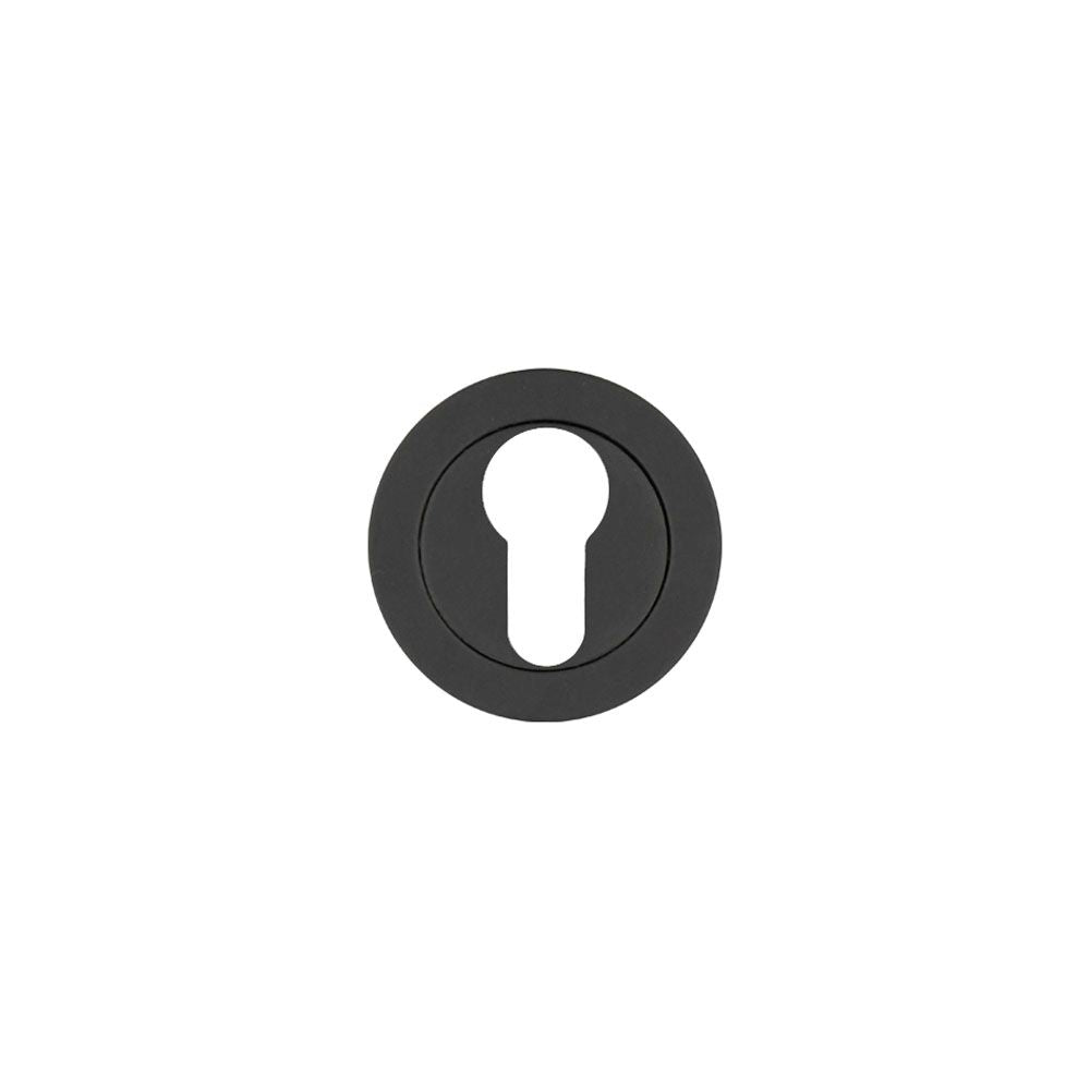 High quality image of the Rosso Tecnica - Euro Profile Escutcheon - Rosso - Powder Coat Black | Sku. rt001pcb | available to order from Trade Door Handles.